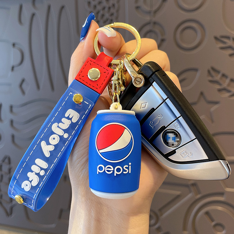 Cartoon Sprite Keychain Female Exquisite Starbucks Beverage Bottle Pendant Pepsi Car Key Chain Male Wholesale