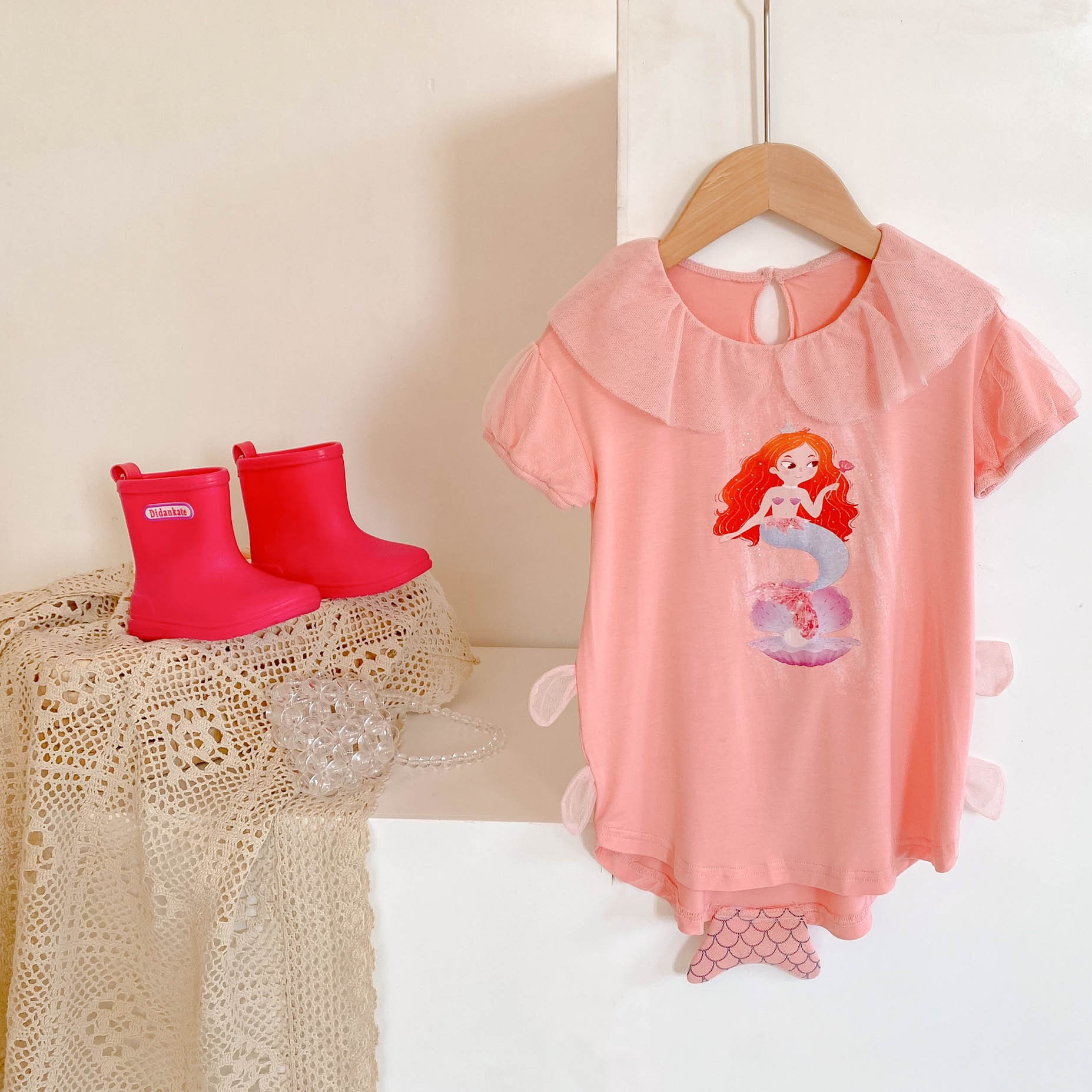 儿童睡衣女童夏季美人鱼家居服卡通韩版女宝薄款中小童空调服代发