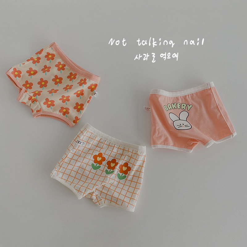 N100 Children's Underwear Wholesale 2023 New Idyllic Small Floral Girls' Shorts Triangle Flat Girls' Underwear