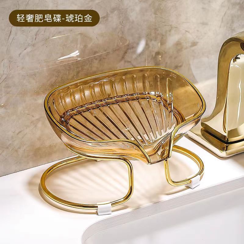 Light Luxury Soap Dish Golden Edge Tray Household Storage Box Bathroom Bathroom Soap Holder Nordic Style Floor Storage