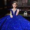 children Host full dress Princess Dress Pompous skirt heavy industry girl Western style Catwalk Piano play costume Sequins