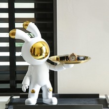 创意太空兔宇航员收纳家居客厅玄关电视柜树脂工艺品装饰礼品摆件