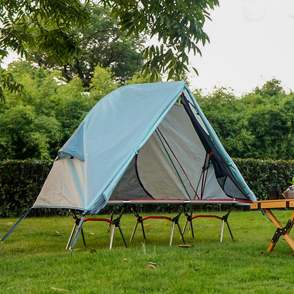 户外便携露营行军床帐篷野外登山野营防嗮防水双层帐篷行军床帐篷