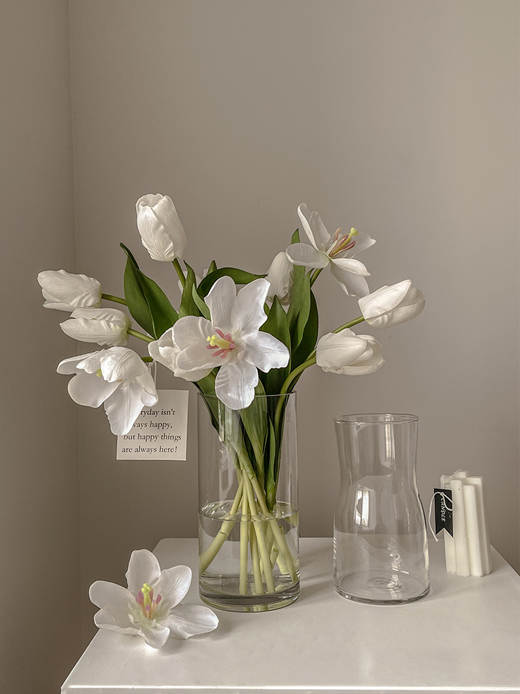 网红花瓶ins风玻璃透明北欧郁金香水培鲜花客厅插花装饰小众摆件