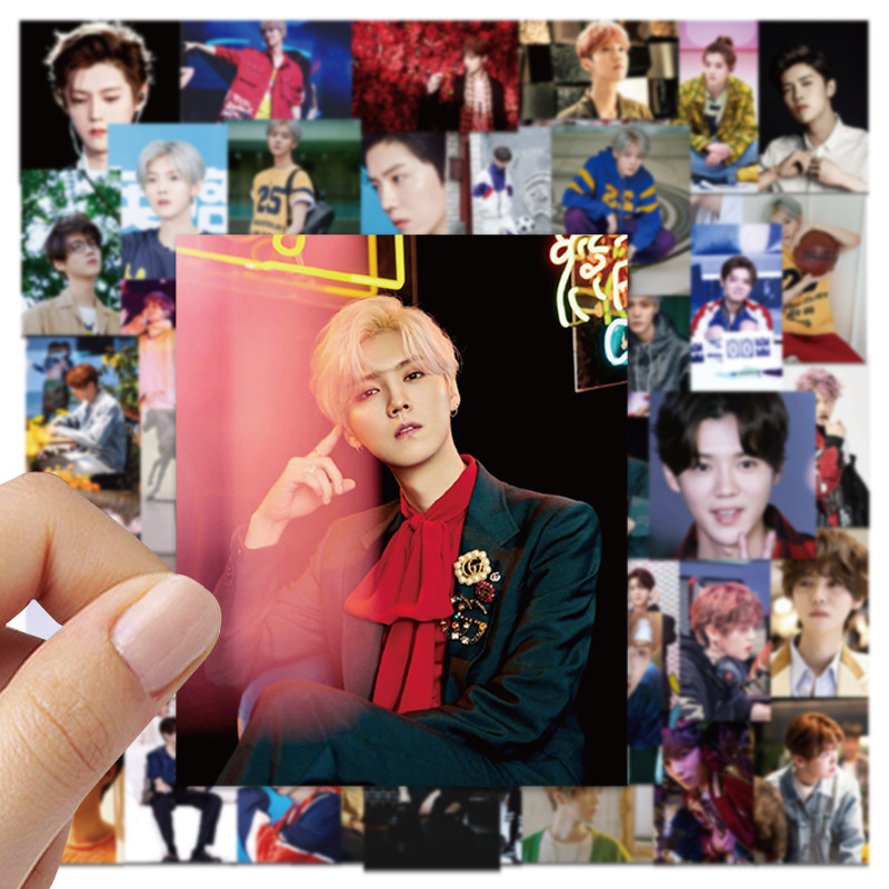 62张明星鹿晗贴纸行李箱电脑滑板手账水杯手机壳周边防水diy贴画