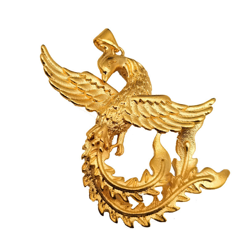 仿黄金钢印女款3d立体凤凰项链坠 时尚气质百搭款 越南沙金吊坠