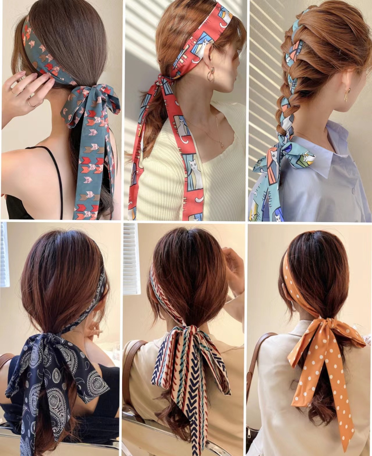 头发绑带丝巾韩国时尚丝巾发带女网红马尾辩发绳绑发头巾甜美头绳