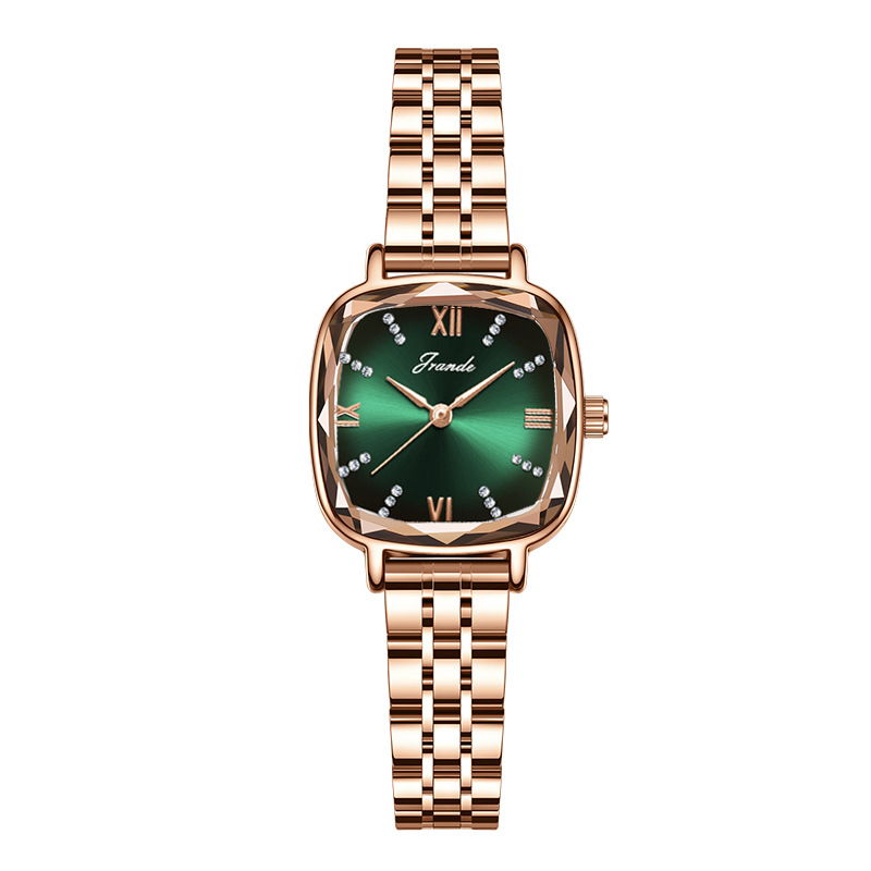 Song Langdi New Watch Women's Leather Belt Small Green Dial Women's Quartz Watch Light Luxury Fashion All-Match Watch Women