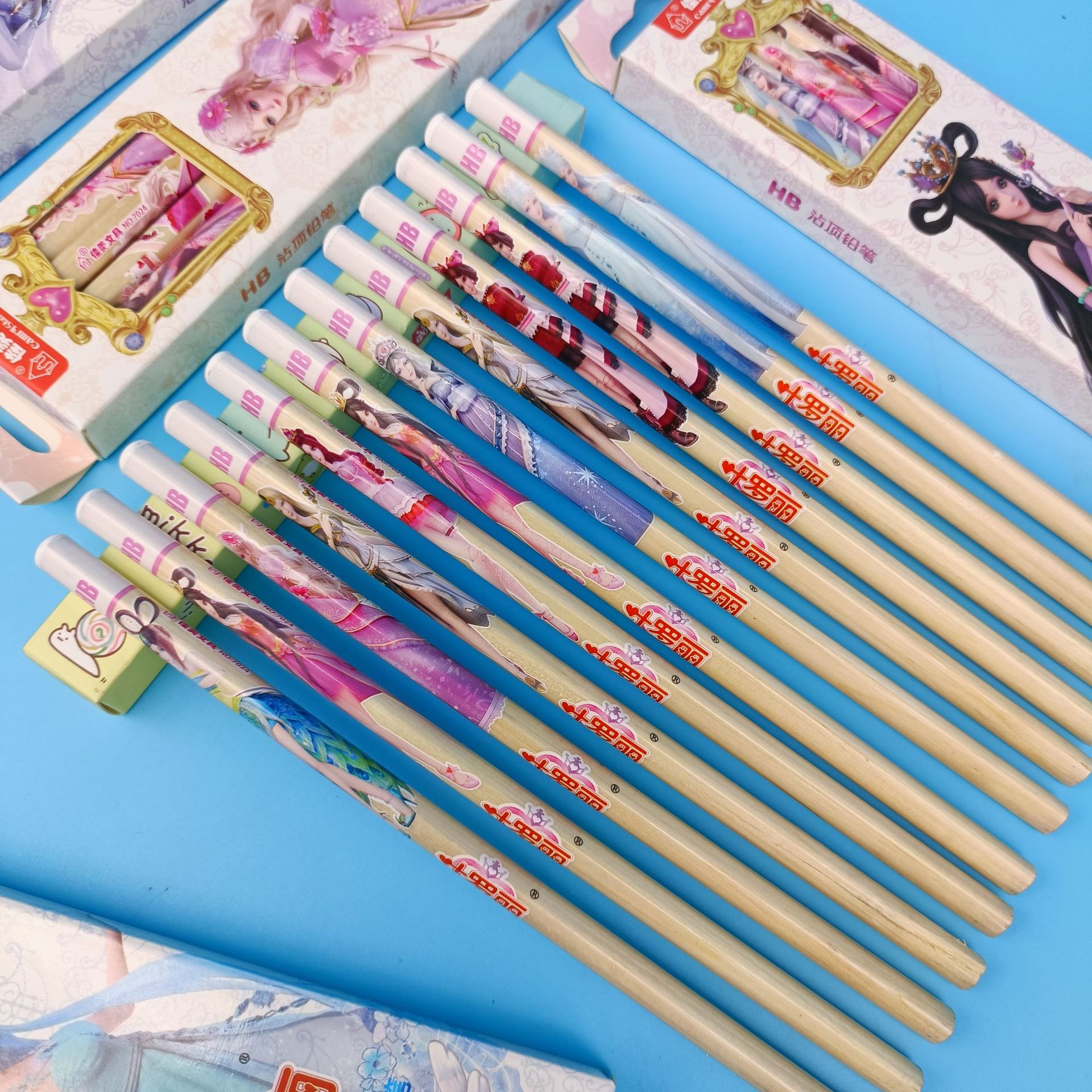 佳美文具yl7023叶罗丽沾顶铅笔三角杆6-14岁儿童小学生练习写字用