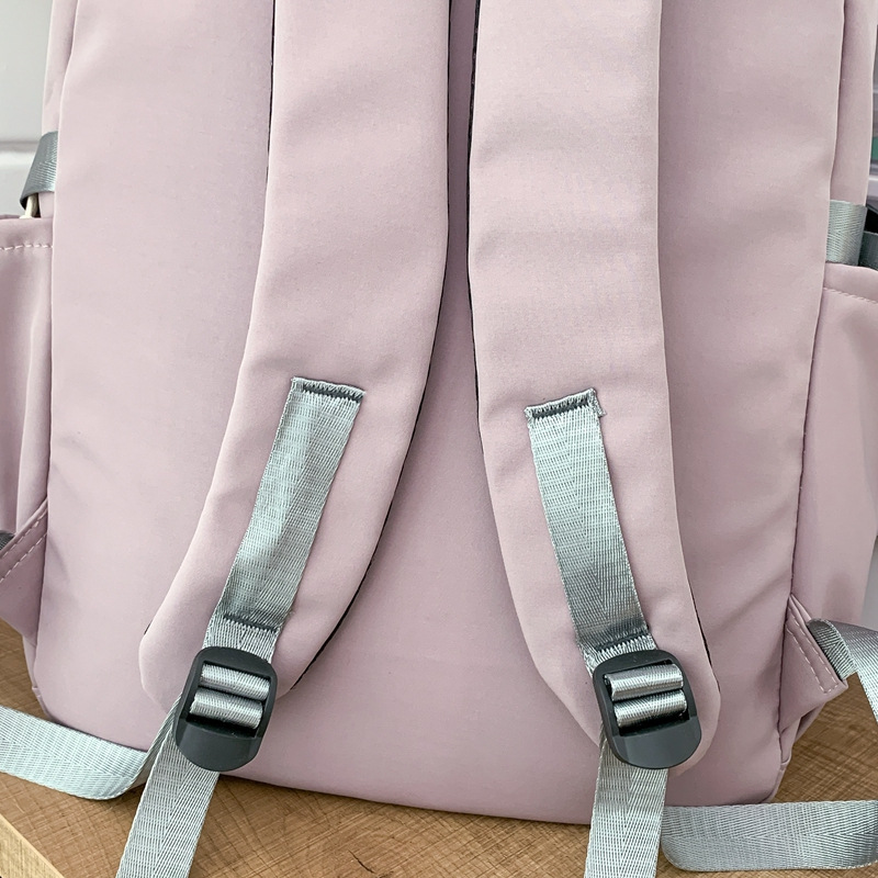 Schoolbag Female Middle School Student Japanese Nylon Solid Color Backpack Girl's Large Capacity Lightweight Simple Good-looking Backpack