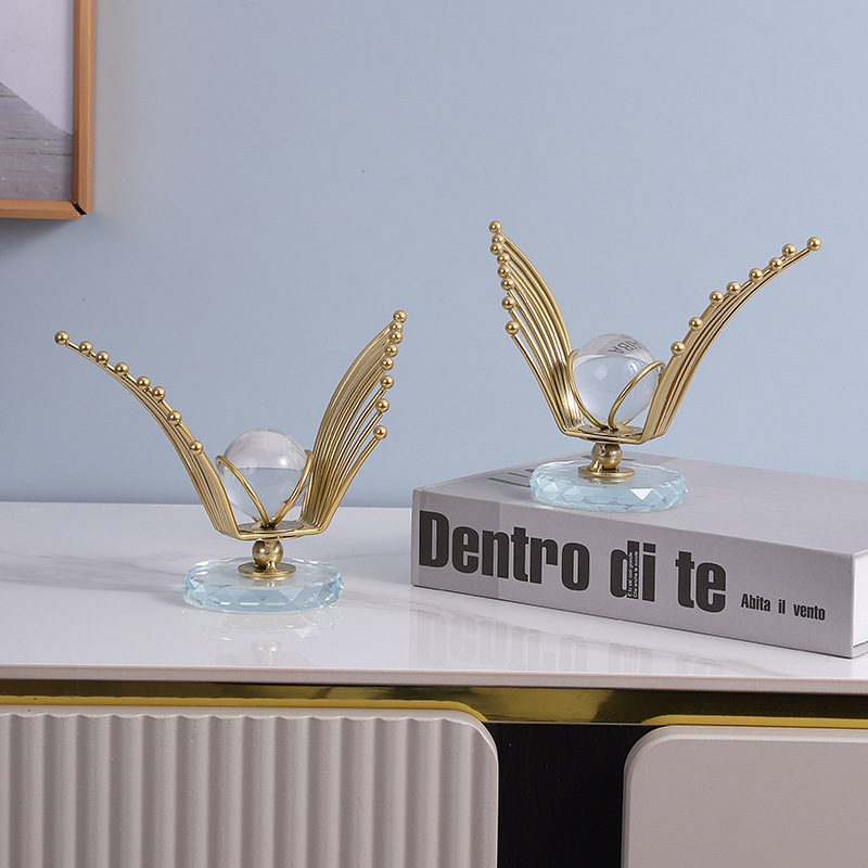 modern abstract eagle wings metal ornaments office home wine cabinet study desktop crystal ball decorations