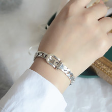 925纯银链条皮带手链女韩版时尚个性ins小众设计感手饰冷淡风气质
