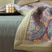 类母婴级色织双层纱多用盖毯空调薄被子三层纱水洗床盖