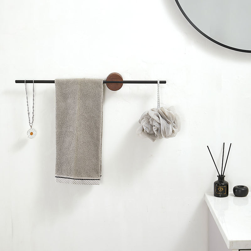 毛巾架免打孔卫生间毛巾杆挂毛巾的架子浴室浴巾架挂杆单杆轻奢