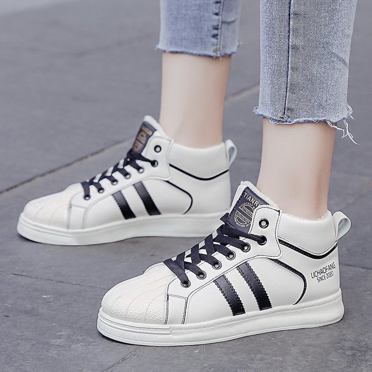 高帮板鞋女小白鞋女2022年春季新款ins潮平底学生运动休闲单鞋女