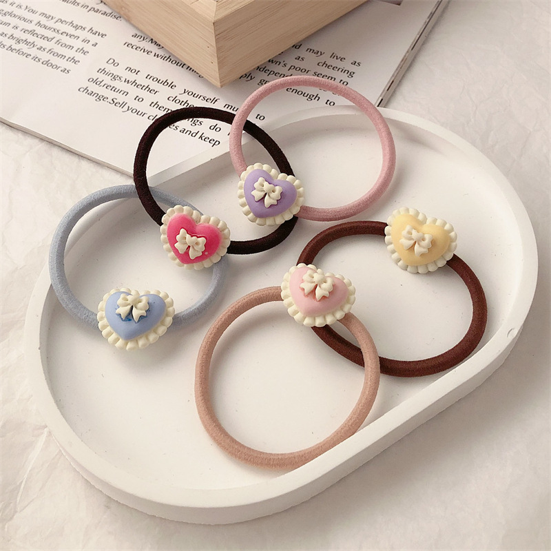 Korean Style Love Bow Tie Headband Hair Band Simple High Elastic Durable Ponytail Does Not Hurt Hair Band Female Hair Rope