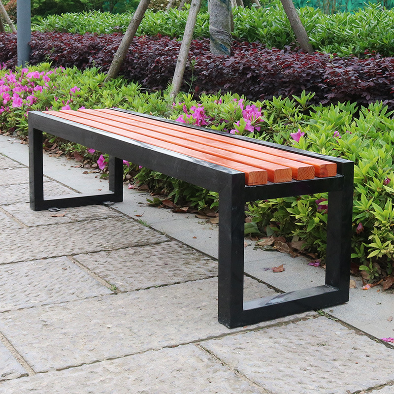 公园椅户外长椅座椅防腐木长凳子靠背长铁椅实木室外休闲长条椅子