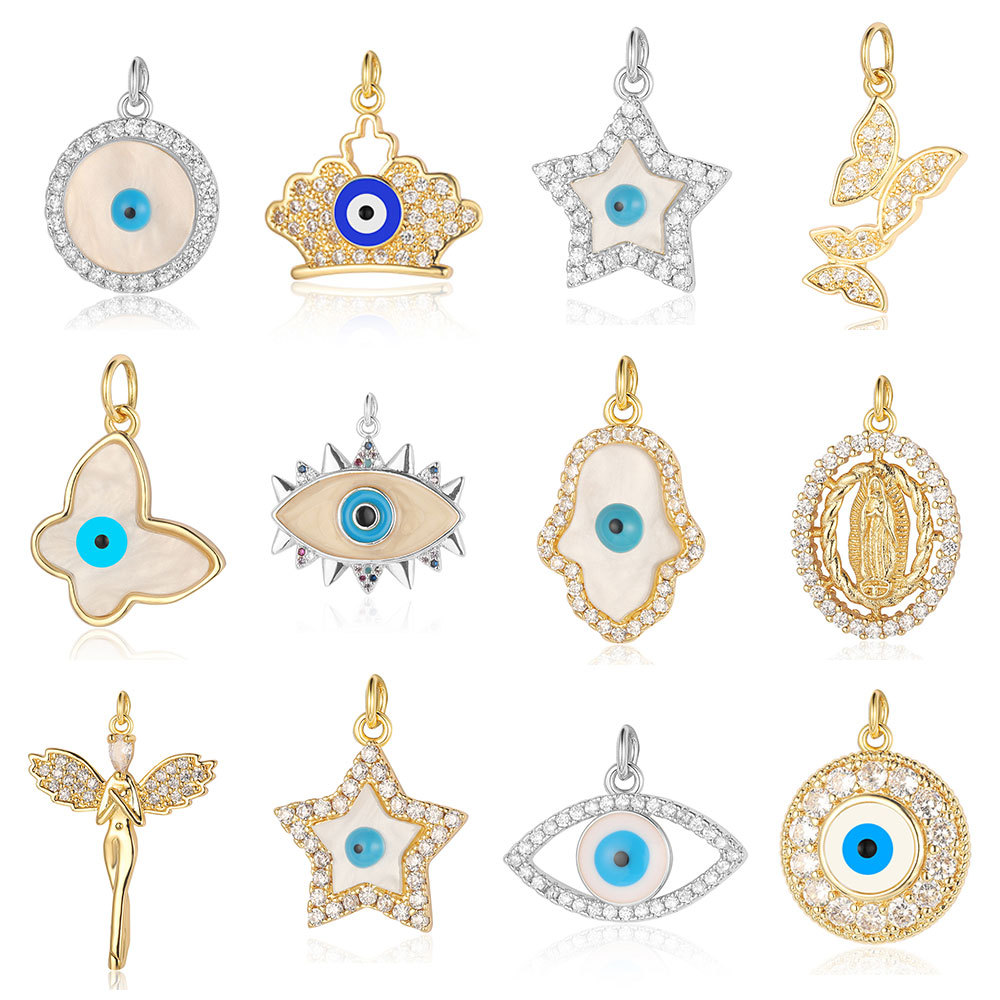 butterfly copper zircon pendant star crown eye diy jewelry accessories angel necklace bracelet pendant