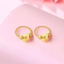 新品越南沙金梅花耳环黄铜镀金光面金色梅花时尚气质成熟优雅耳环