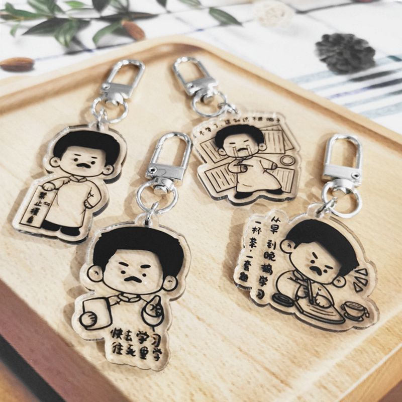 Awakening Era Spot Acrylic Keychain New Youth Inspirational Lu Xun Souvenir Cartoon Key Pendants Doll