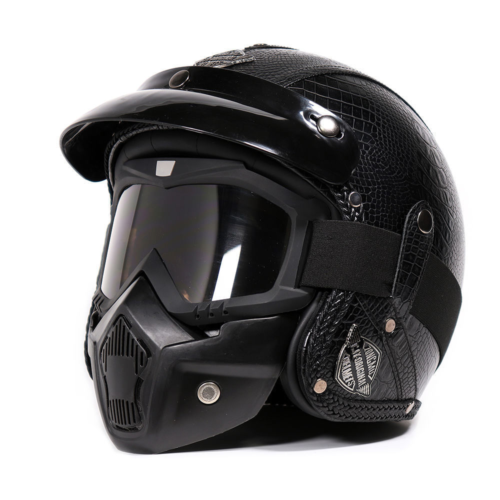 复古哈雷头盔太子巡航机车半盔男女皮盔电动摩托车安全帽四季