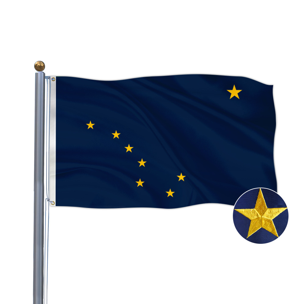 美国阿拉斯加州刺绣旗帜 90*150cm尼龙刺绣旗帜-阿里巴巴