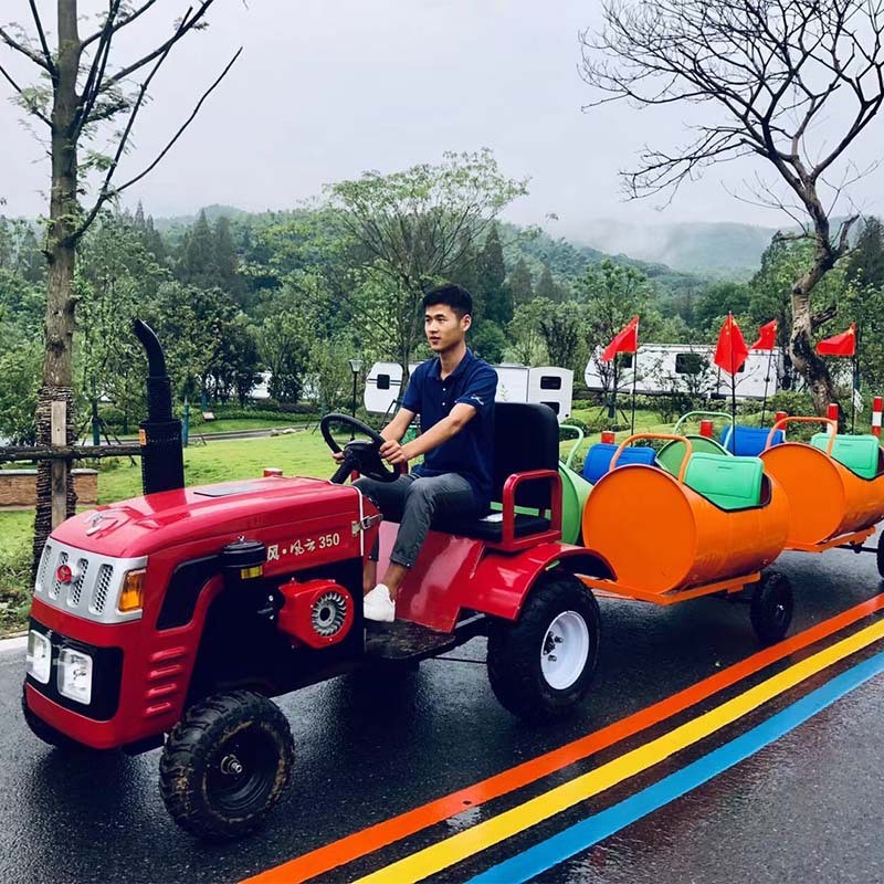 网红油桶小火车无轨农庄小火车游乐设备景区广场摆摊儿童项目设施