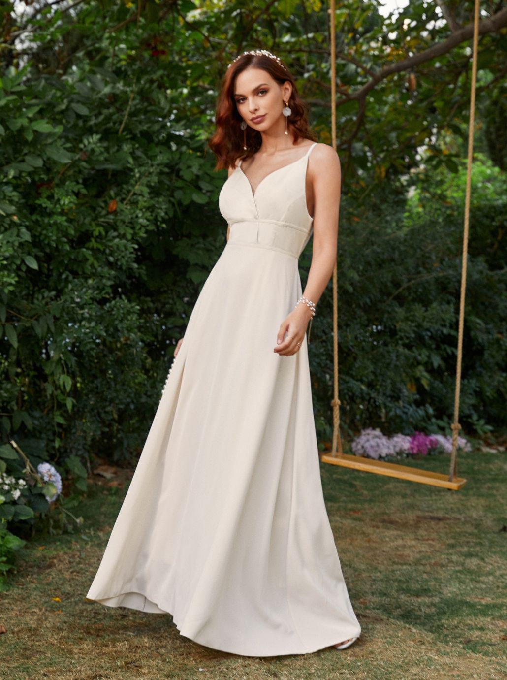 【婚礼季伴娘礼服】欧美简约素雅吊带婚礼礼服