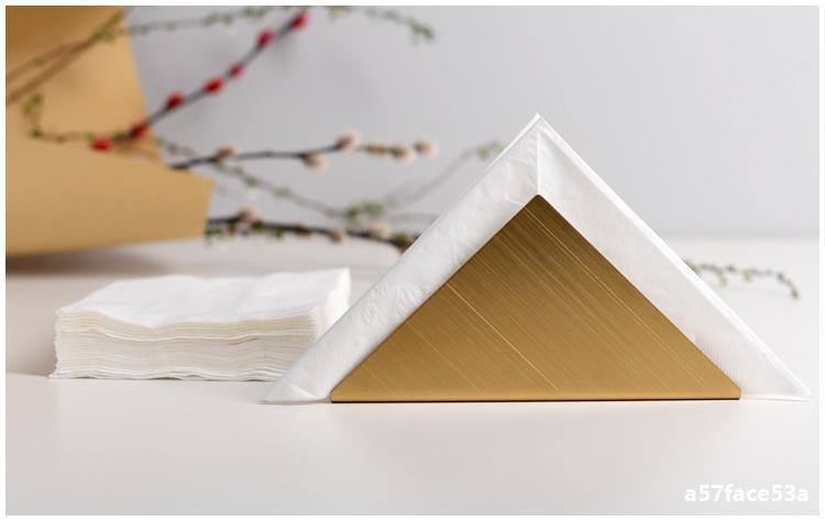 纸巾三角形酒店定制桌面logo金色纸巾餐桌不锈钢立式架北欧架酒吧