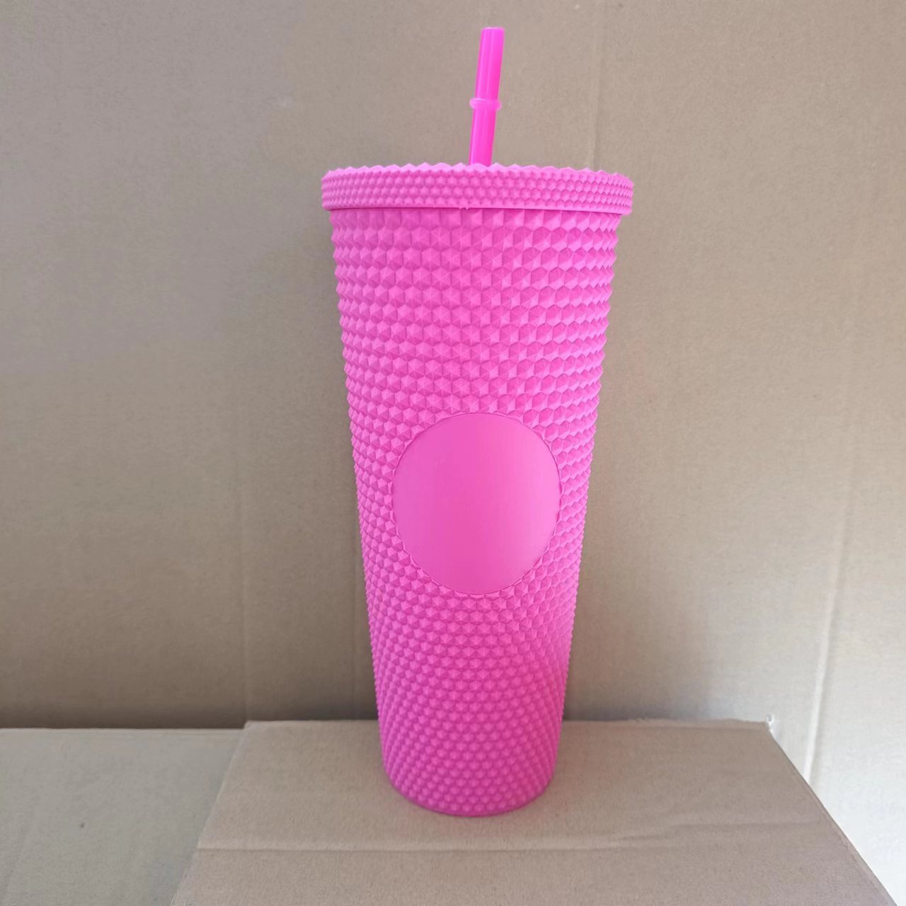 Asterisk Studded Durian Tie Cup 24 Oz710ml Double-Layer Plastic Cup Handy Cup with Straw Corn Durian Cup