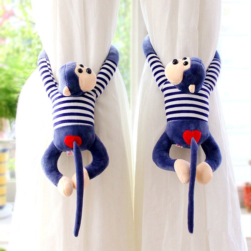 可爱带磁铁条纹长臂挂猴公仔小猴子毛绒玩具娃娃卡通一对生日礼物