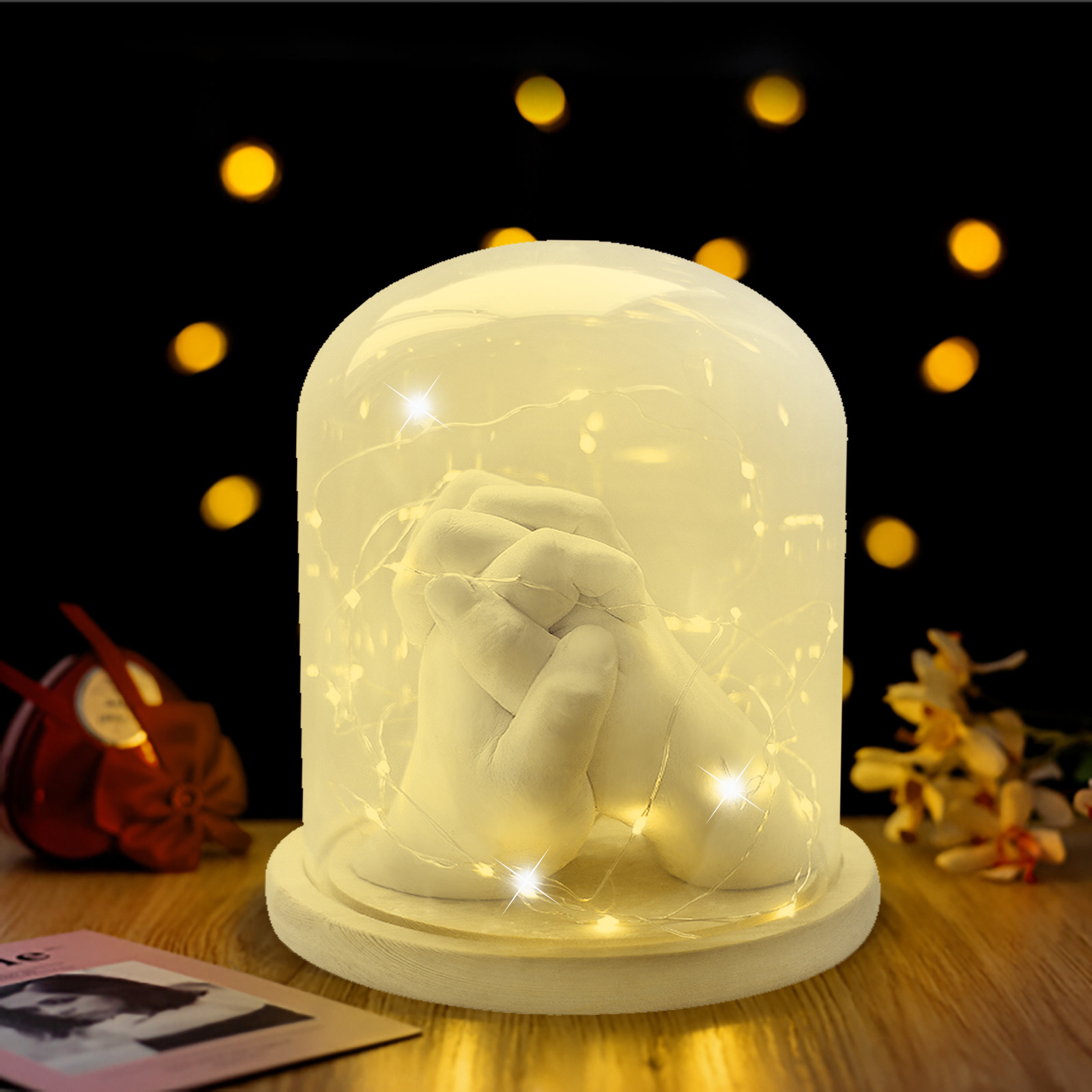 外贸跨境情侣手模套装diy纪念品3d模型克隆粉模型粉