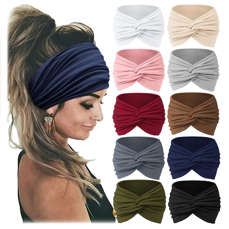 European and American New Women's 18cm Widened Hair Band Headband Yoga Elastic Hair Band Running Hair Band Sports Sweat-Absorbing Head