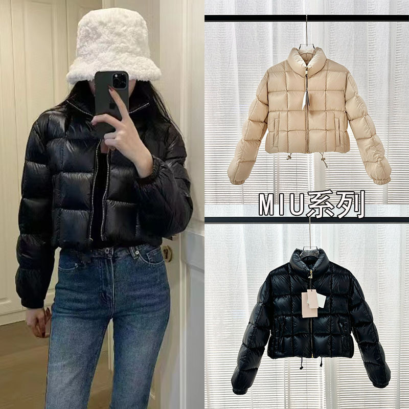 23冬季新款miumiu羽绒服抗寒保暖90白鹅绒外套女士短款面包服
