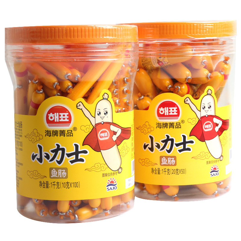 韩国零食品海牌小力士鱼肠10g20g 批发 整箱6桶批发