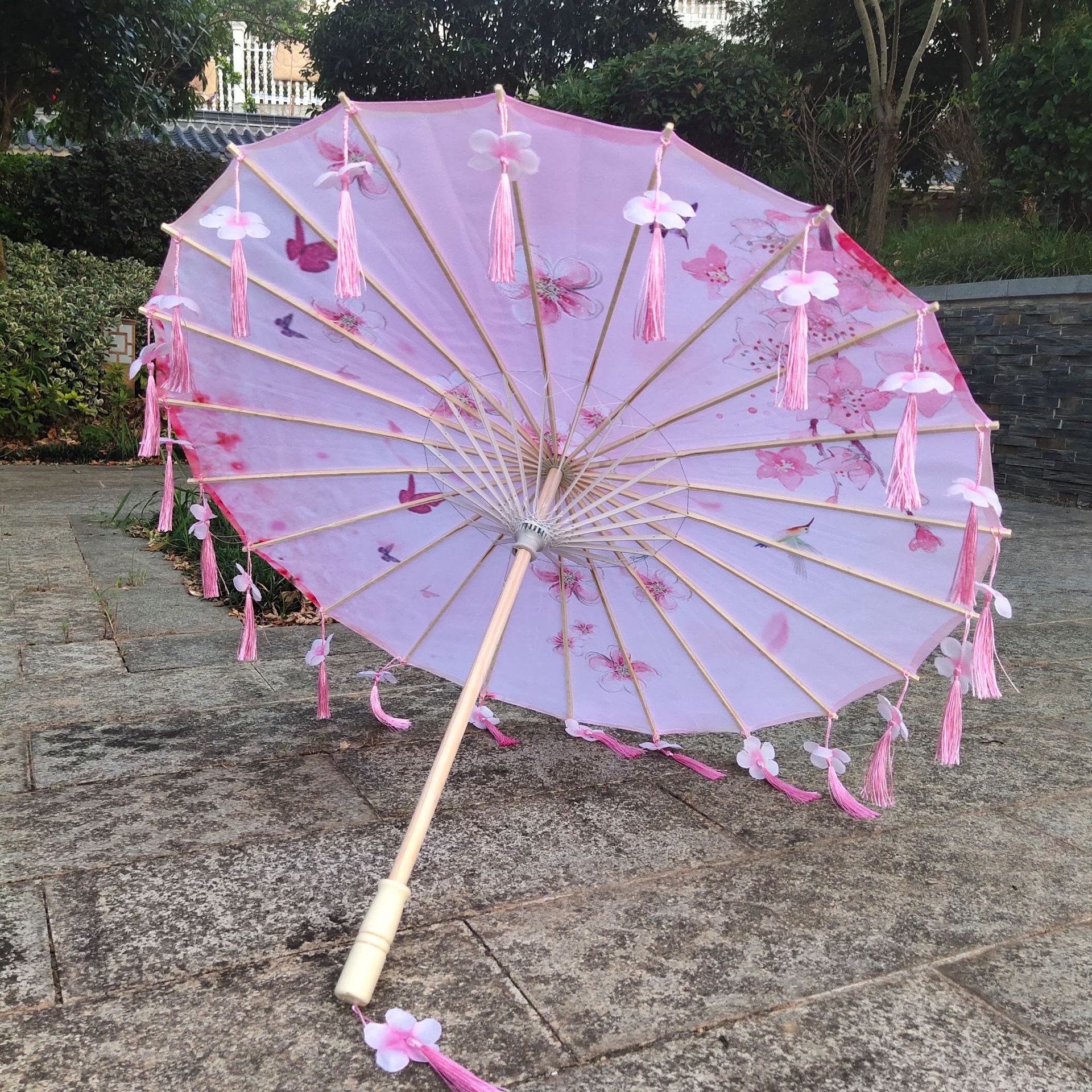 Ancient Style Han Chinese Clothing Tassel Umbrella Performance Umbrella Petal Umbrella Photography Props Umbrella Dance Silk Umbrella Craft Ancient Point Oiled Paper Umbrella