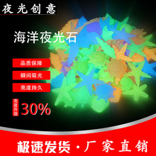 儿童发光玩具夜光石七彩超亮发光石头夜吸光荧光石鱼缸龟缸装饰