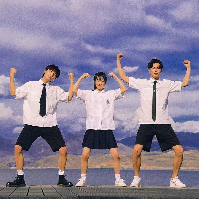 台湾校服套装附中学生制服白衬衫学院风初中高中生毕业班服夏季学