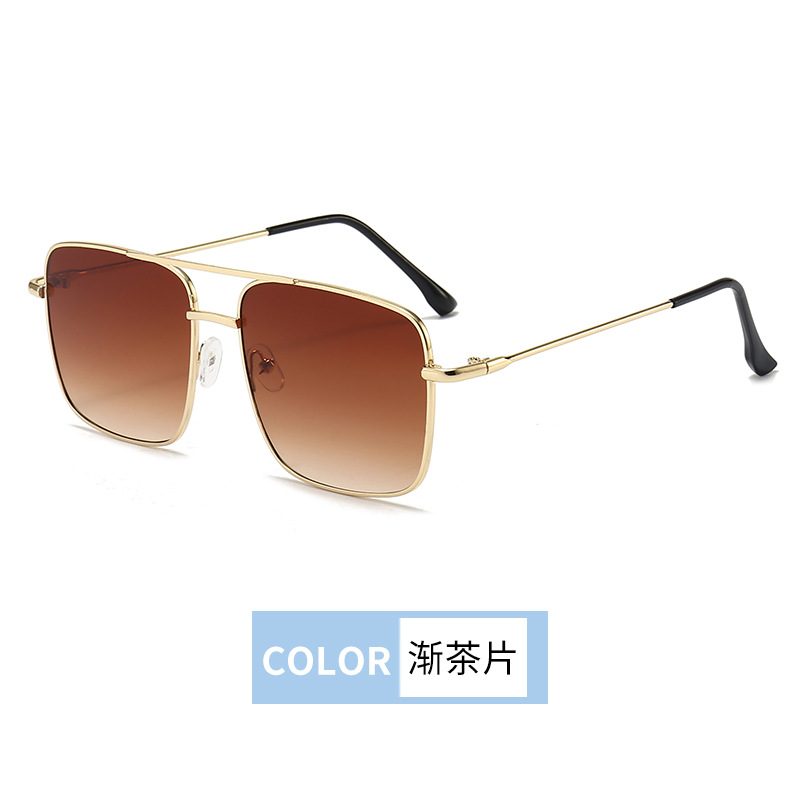 Celebrity Style Korean Fashion Sunglasses Women's to Make Big Face Thin-Looked Double Beam Metal Personality Sunglasses Drivers Sunglasses for Driving