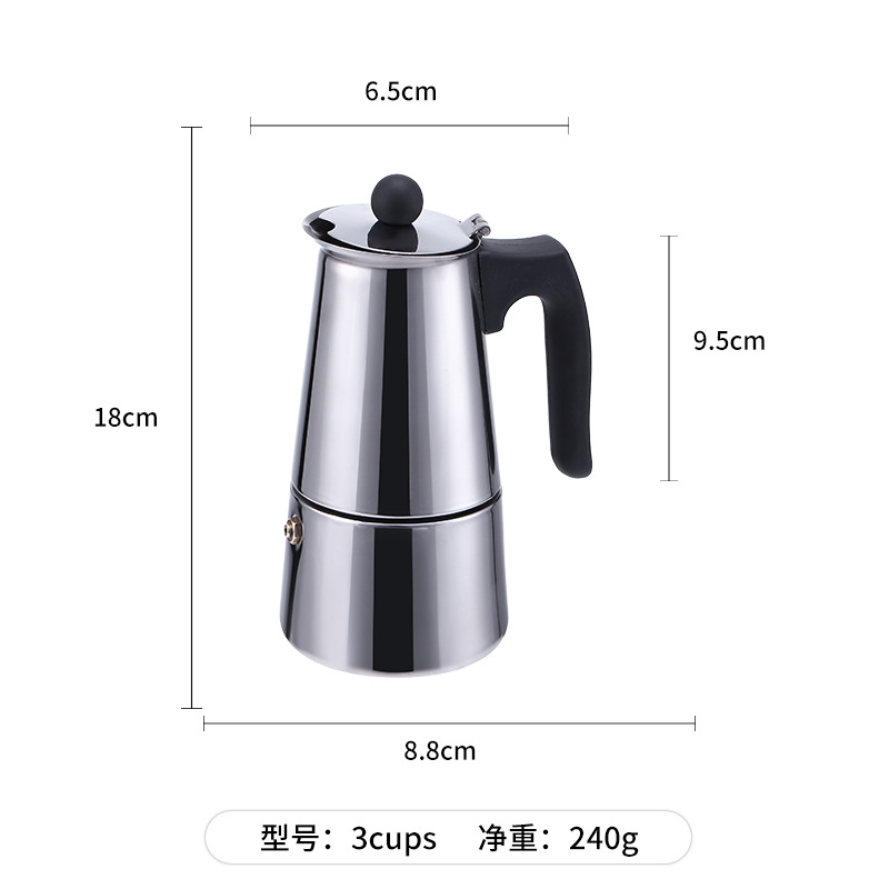 New Stainless Steel Coffee Maker Amazon Hot Moka Pot Household Portable Coffee Making Machine