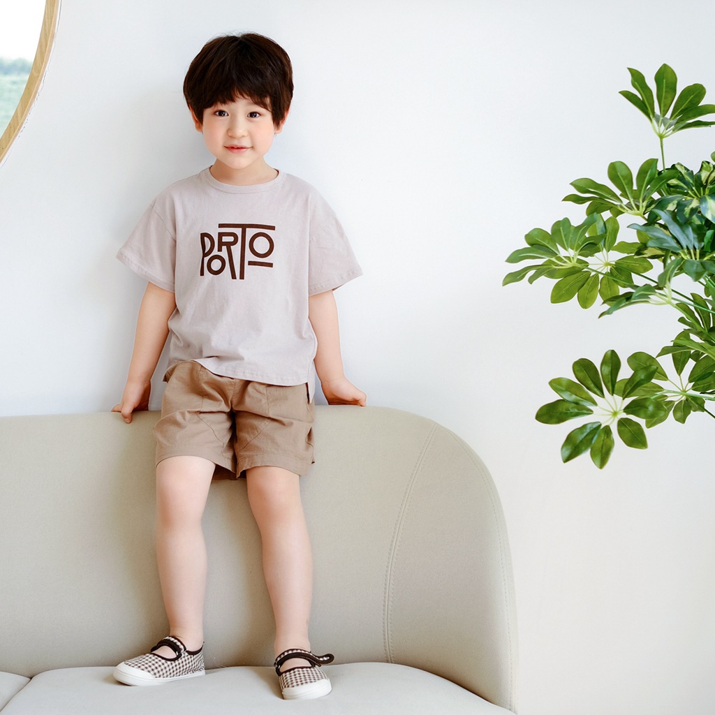 h2341品牌童装2022夏季新款儿童上衣中小童圆领棉短袖时尚男童t恤