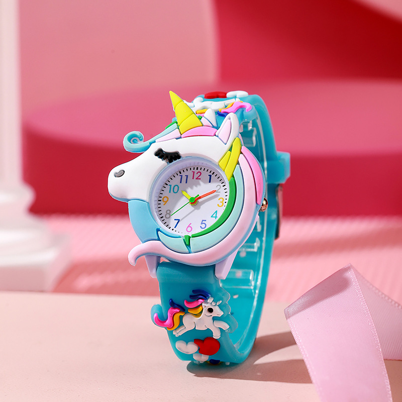 New Products in Stock One Piece Dropshipping Children's Love Unicorn Saturn Rainbow Meteor Student Silicone Cartoon Watch