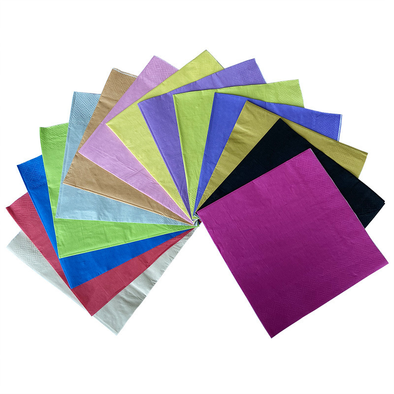 Colored Napkin Air-Laid Paper Knife and Fork Bag Napkin Factory Dyed Tissue Printing Tissue Napkin Wholesale