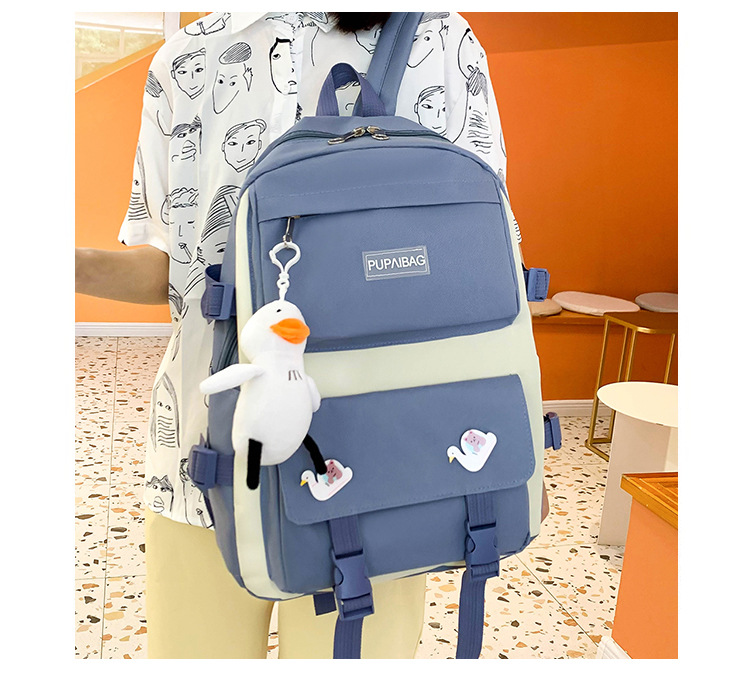 2023 New Backpack Summer Casual Bag Four-Piece Student Schoolbag Junior High School Women's Backpack Oxford Cloth Bag