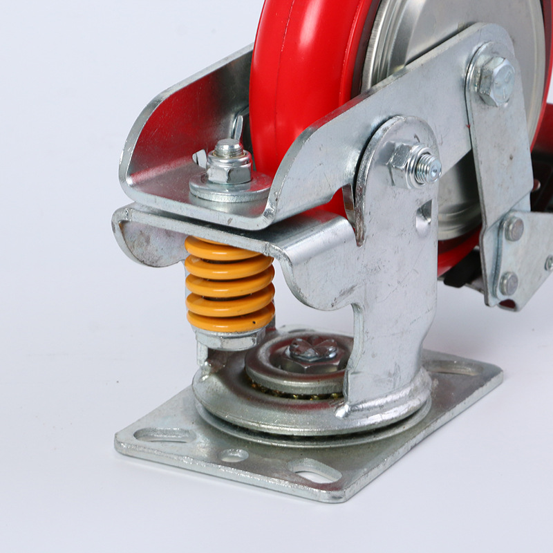 信希5寸 6寸 8寸韩式铁芯聚氨酯弹簧减震脚轮 厂家 批发万向脚轮