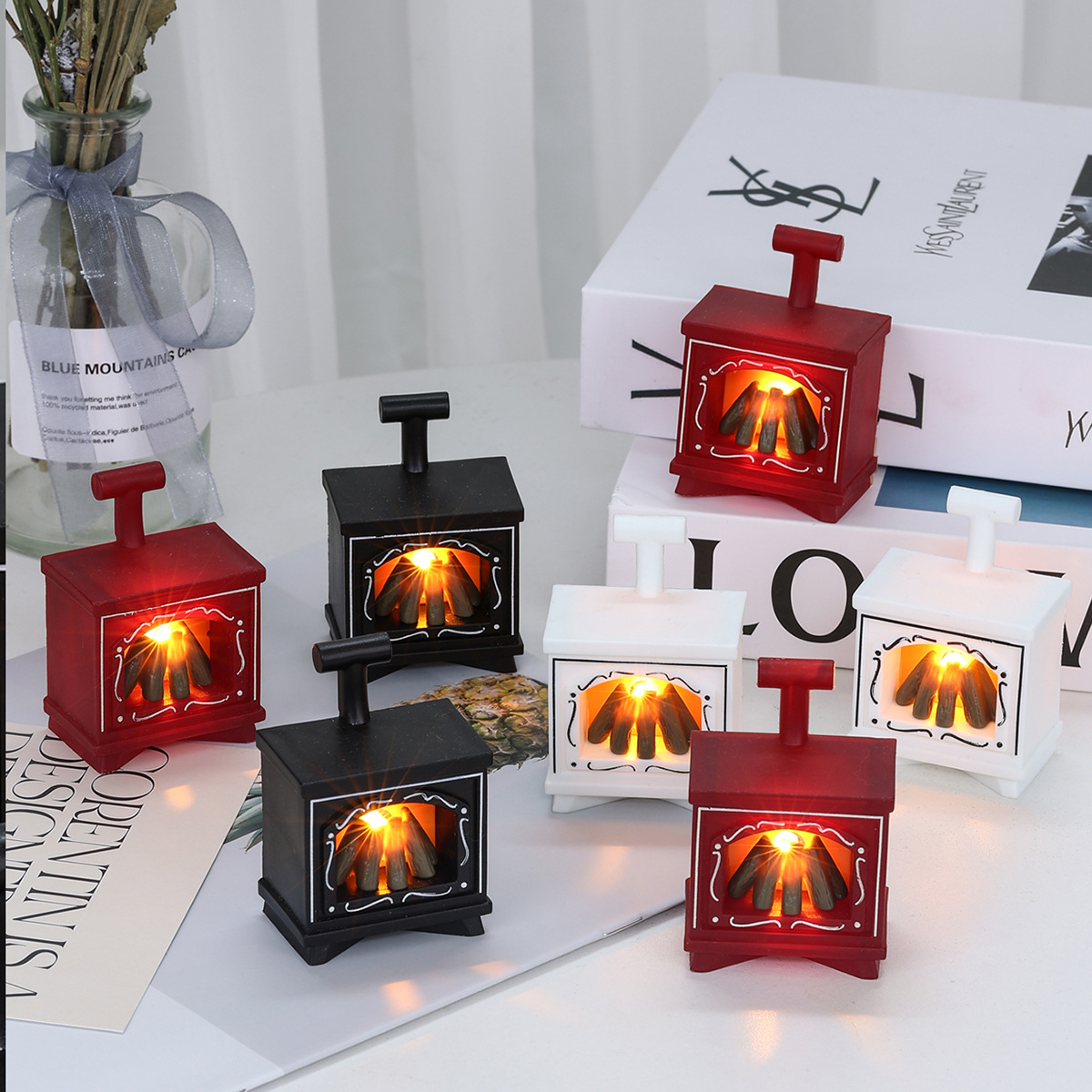 Small Fireplace Candle Light Mini Fireplace Imitation Firewood Ambience Light Home Home Decoration Holiday Christmas Decoration Gift