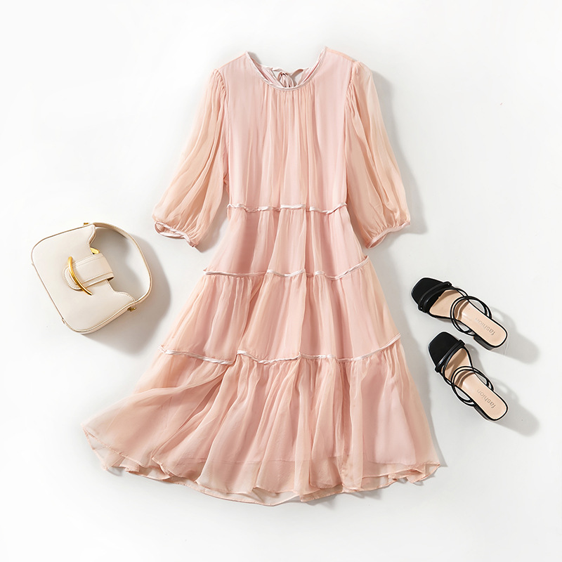 芭碧尔女装真丝连衣裙优质桑蚕丝沙滩裙24年春季新款81033-阿里巴巴