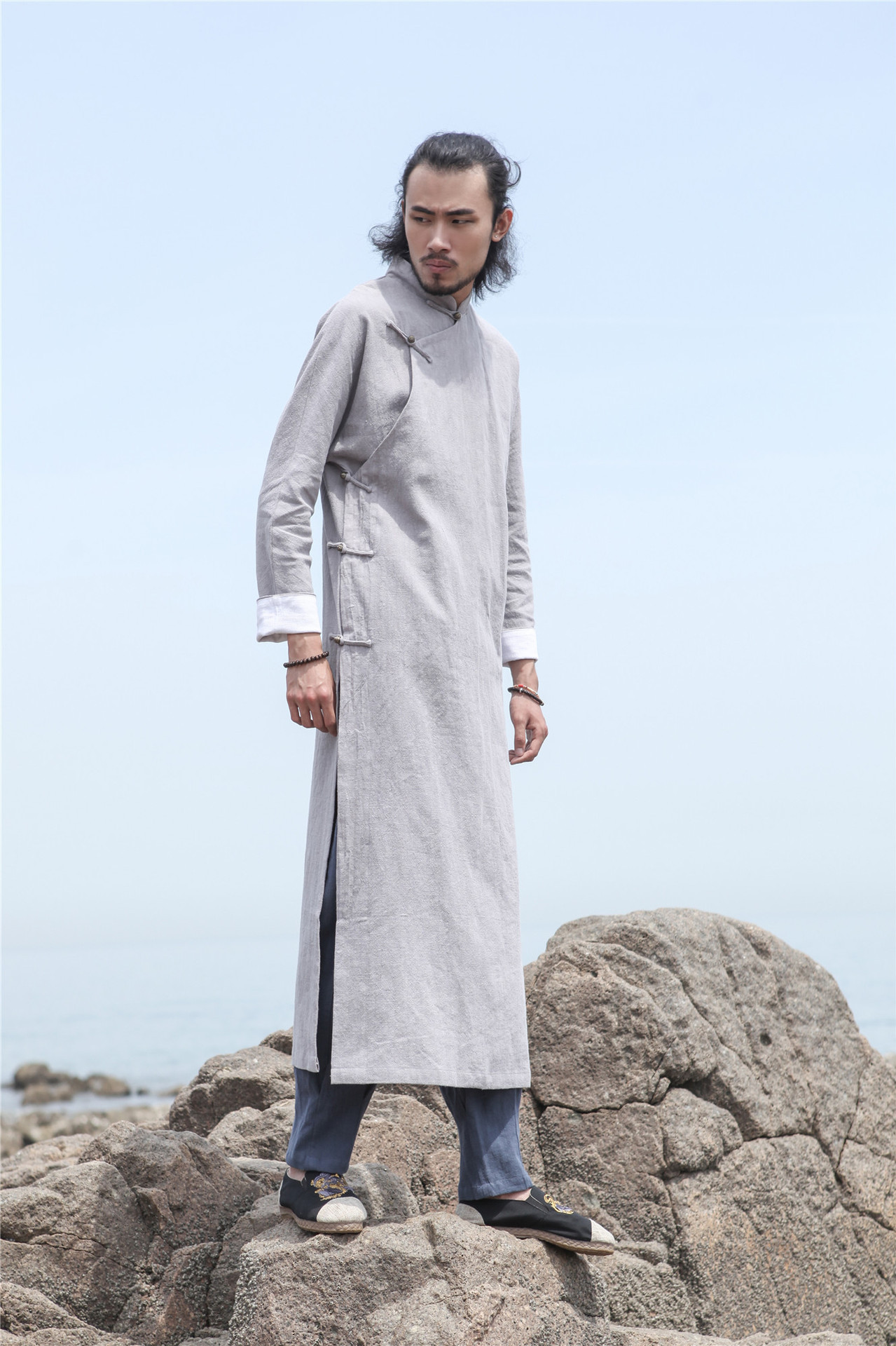 麻凡 中式改良长衫 长袍 民国风 盘扣斜襟衣 茶禅服 道袍