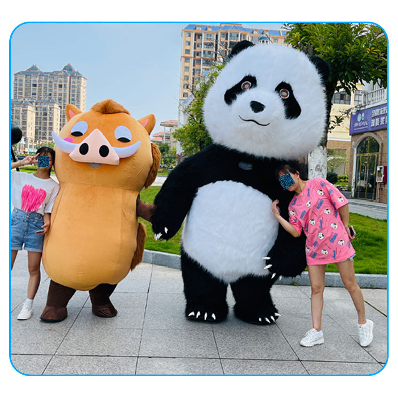 充气大熊猫卡通人偶服装人穿行走玩偶服北极熊野猪道具充气服现货