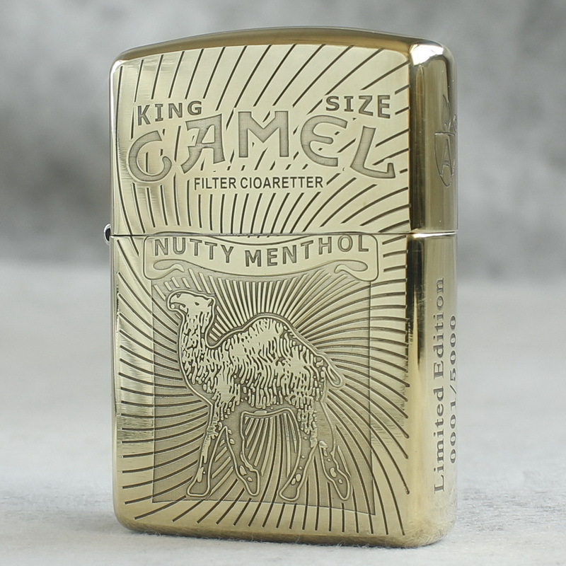 zippo防风煤油打火机168纯铜盔甲三面精雕骆驼